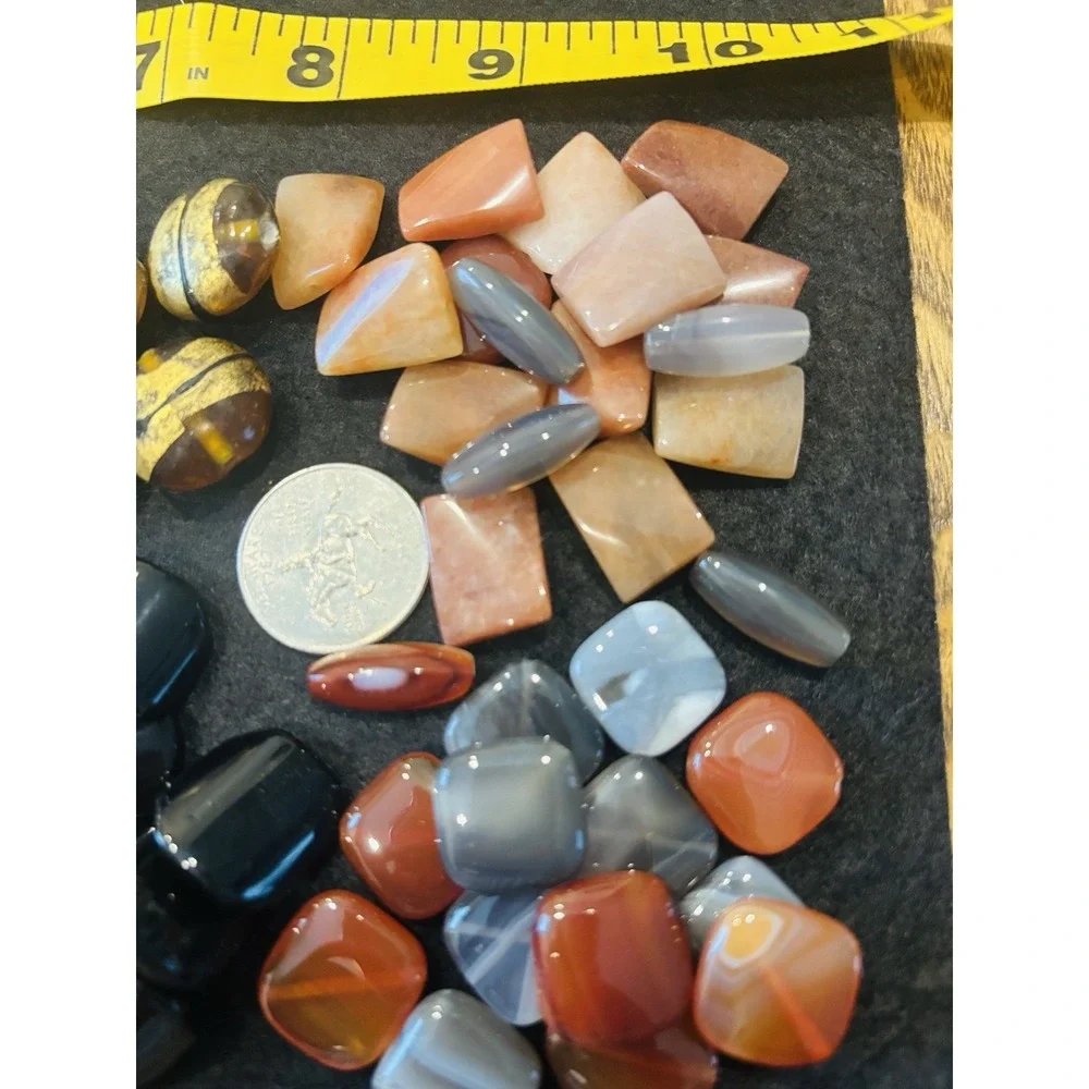 Lot Of quality Natural Stones & Glass Jewelry Making  Jade Carnelian Onyx 1.6 Lb